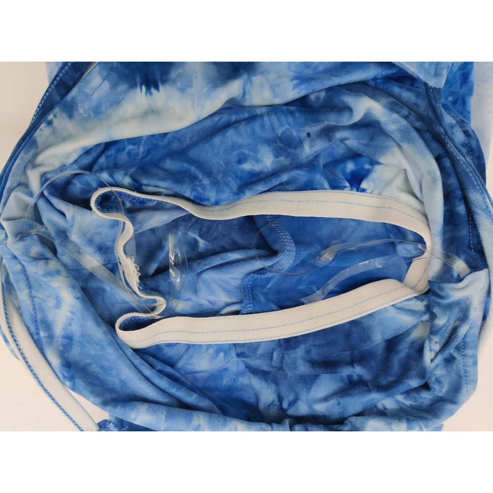 WallFlower Blue Tie Dye Halter Mini Dress with Tassels Womens Small - Picture 9 of 9